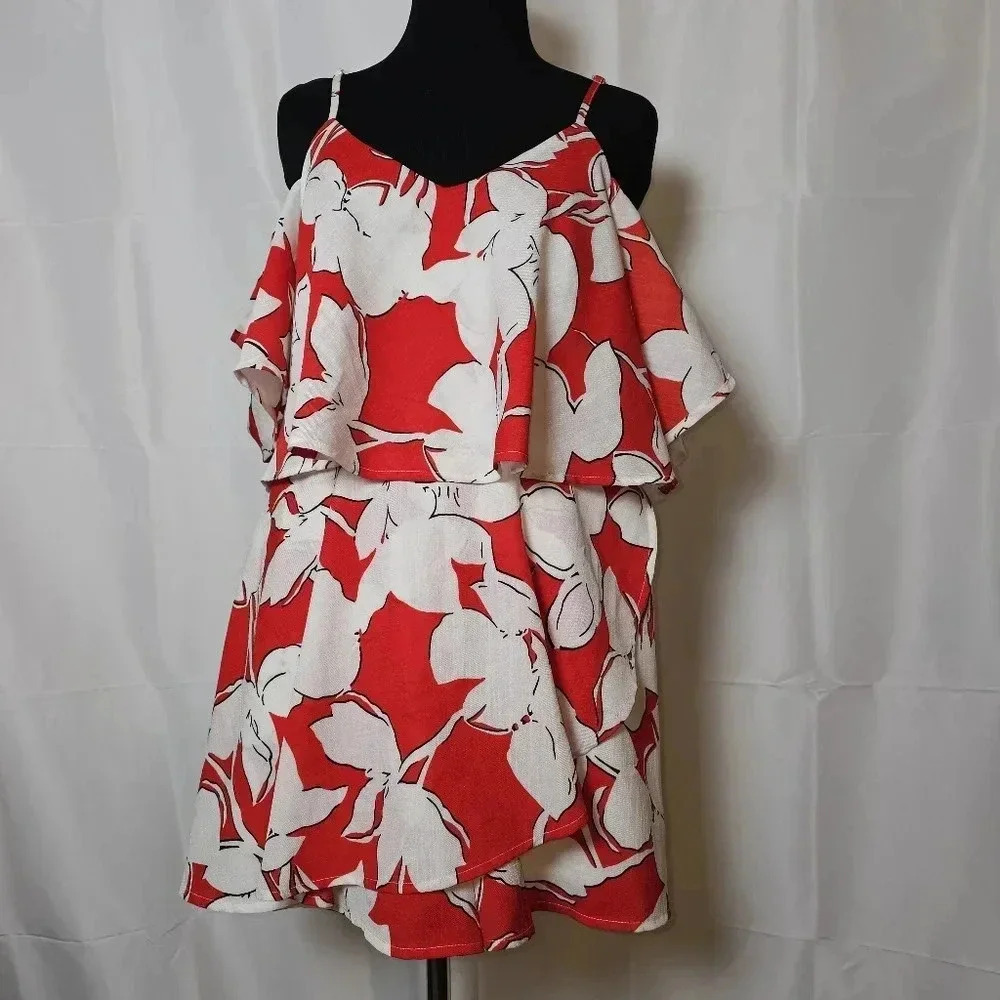 J.O.A Los Angeles Red and White 100% Linen Skort - Picture 1 of 15